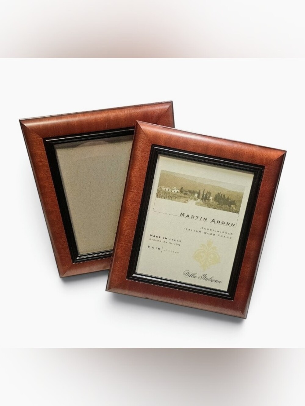 2 Wide Italian Wood Picture Frames By Martin Aborn Brown/Black For 8x10